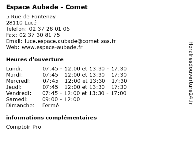 Horaires d ouverture Espace Aubade Comet 5 Rue de